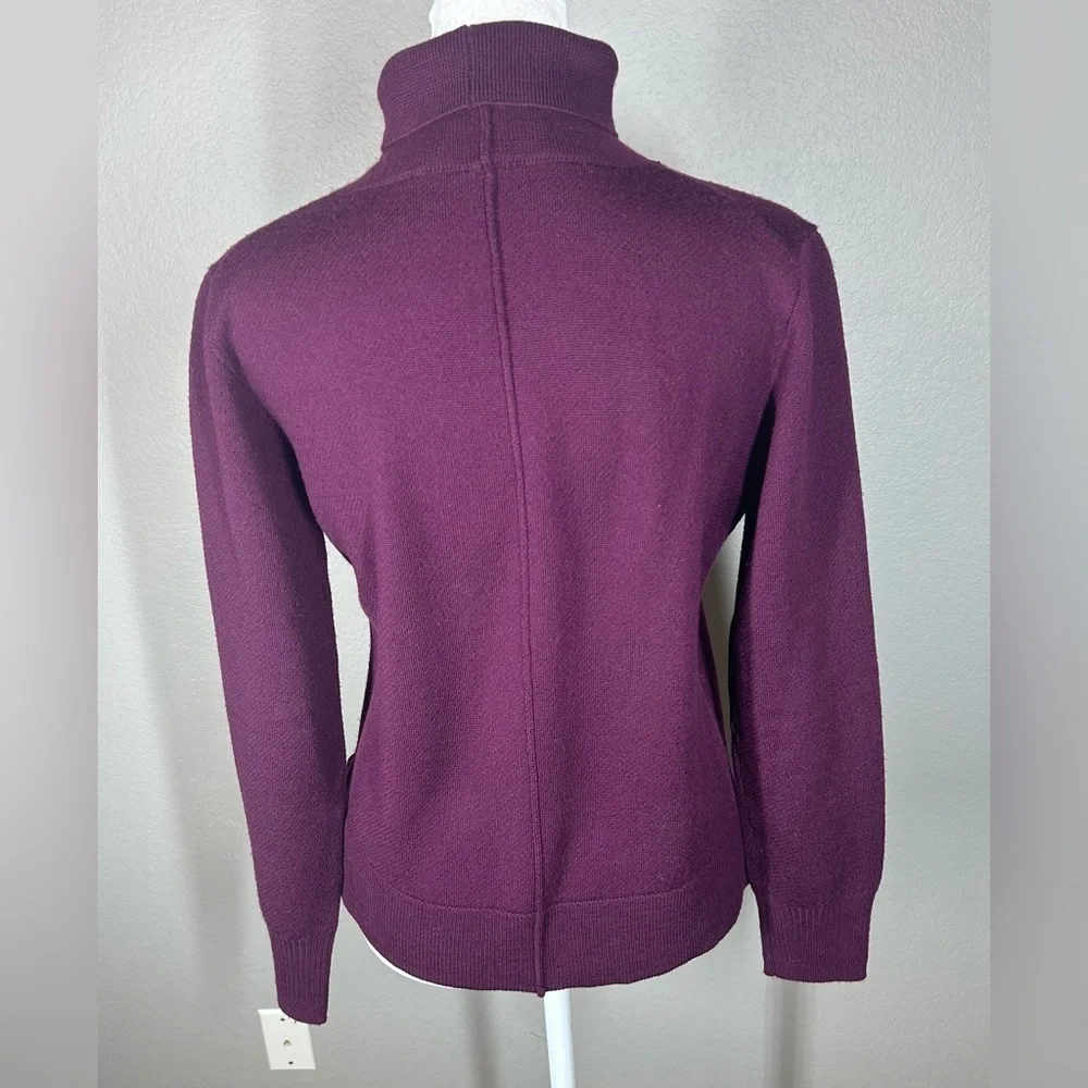 Sea New York Burgundy Turtleneck Sweater Sz XS Old Money Quiet Luxury 100% Wool